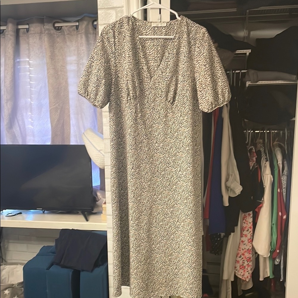 Elegant Black and White brown and blue Patterned Dress
